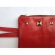 Pochette cloutée rouge en cuir 