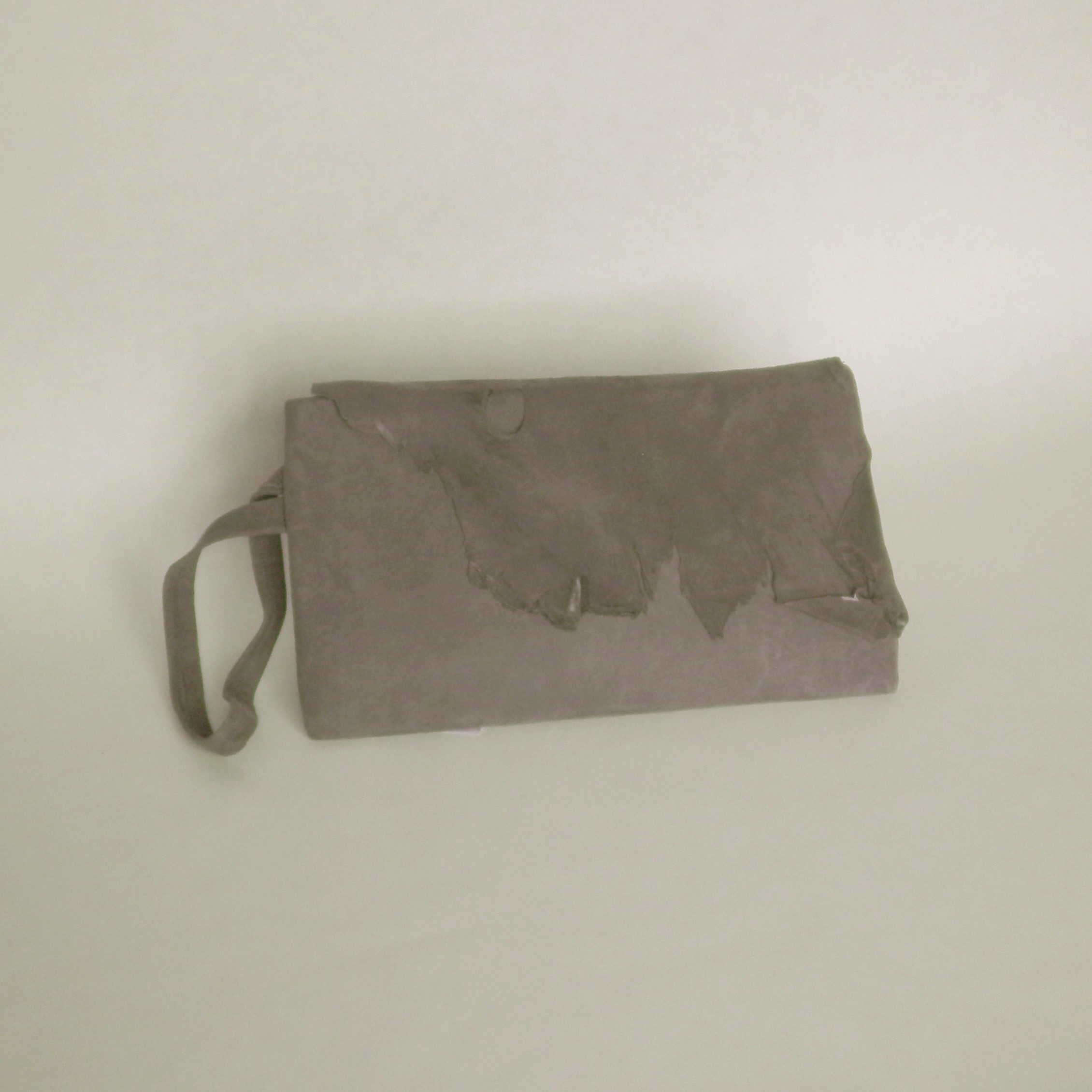 grey suede clutch bag