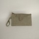 Dark khaki suede clutch with flap