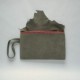 Dark khaki suede clutch with flap