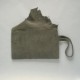 Dark khaki suede clutch with flap