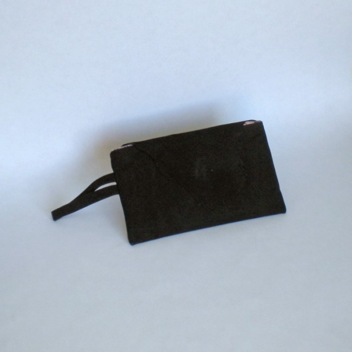 Black suede clutch with flap