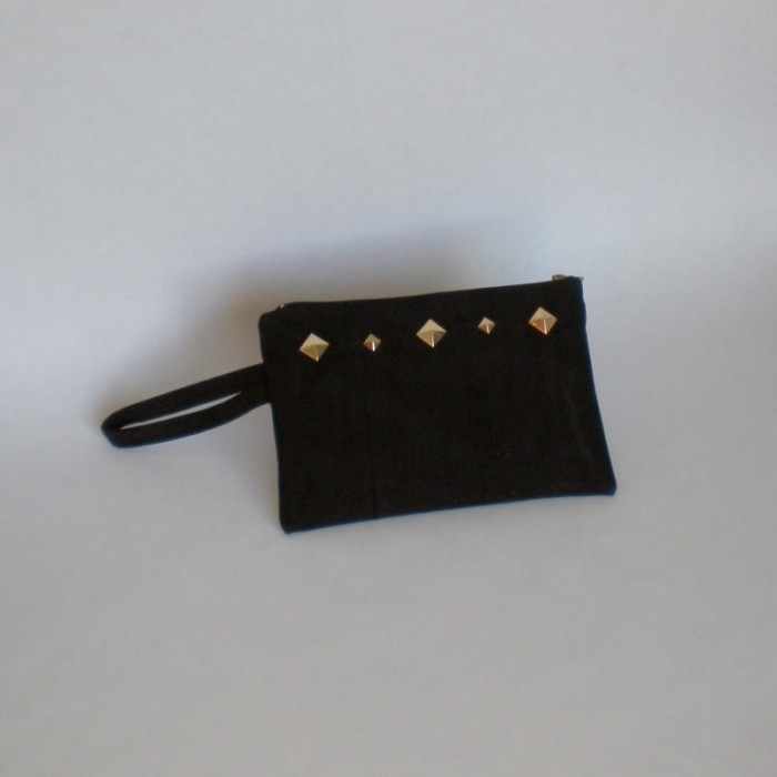 Black suede purse with studs