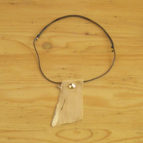 Collier en cuir beige - Nyon