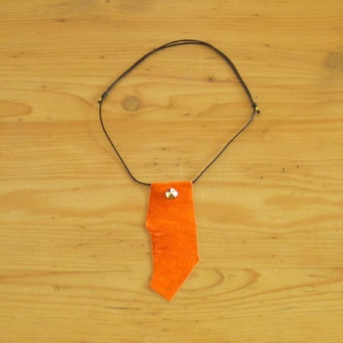 Orange leather necklace