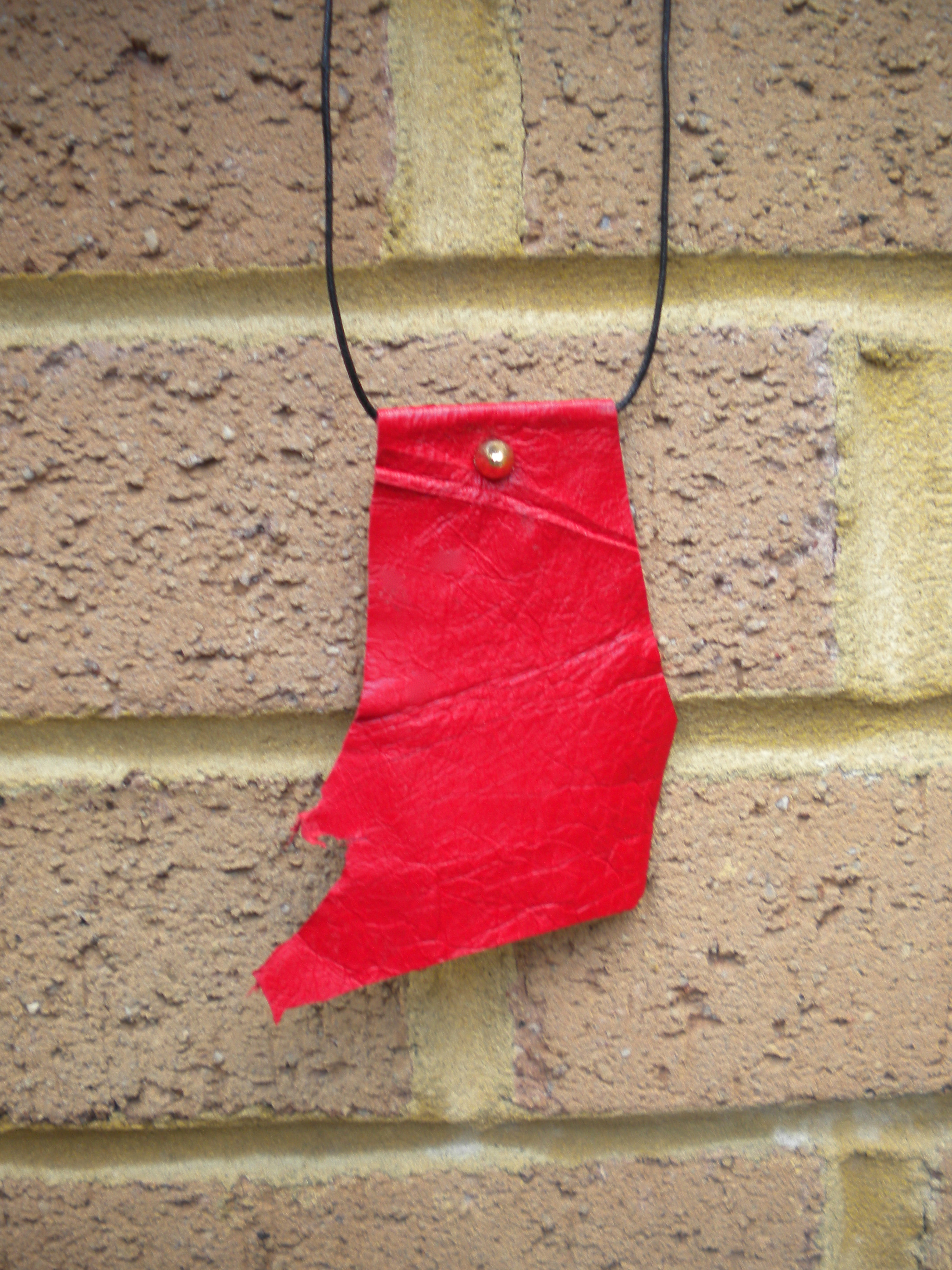 Red leather necklace