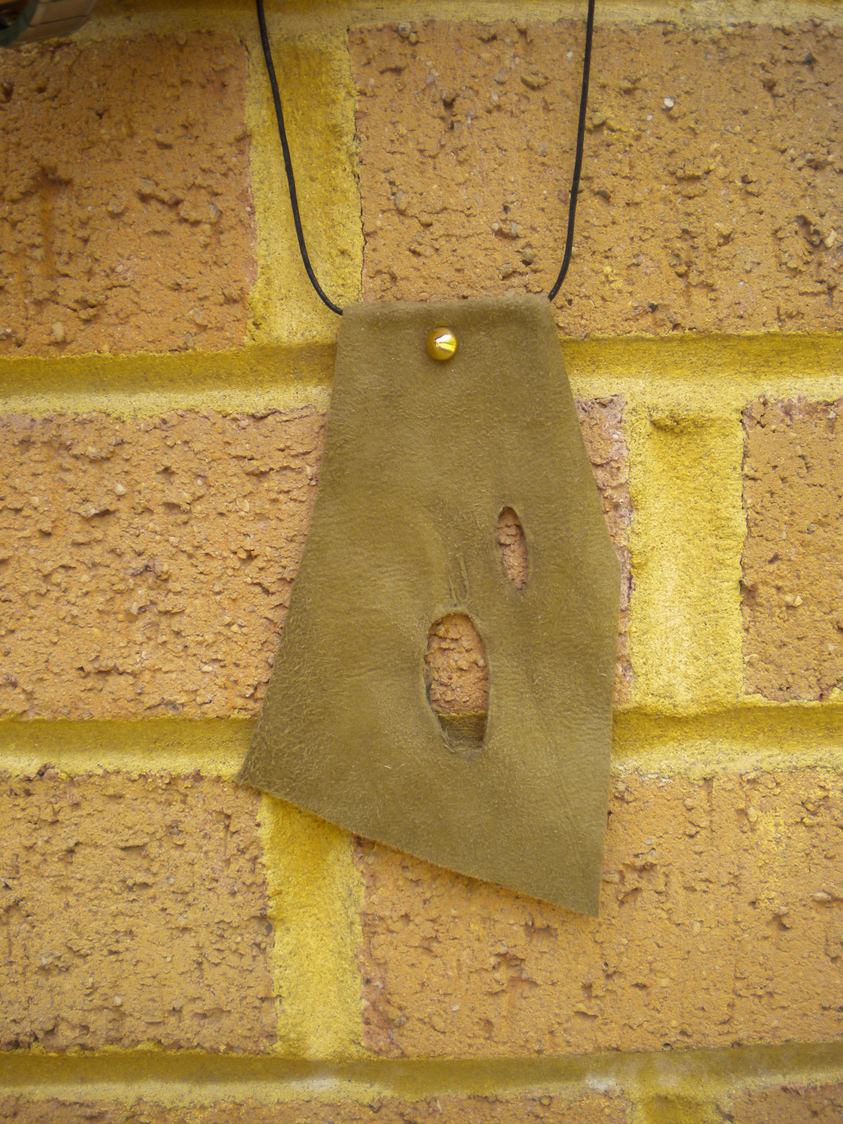 Khaki suede necklace with holes