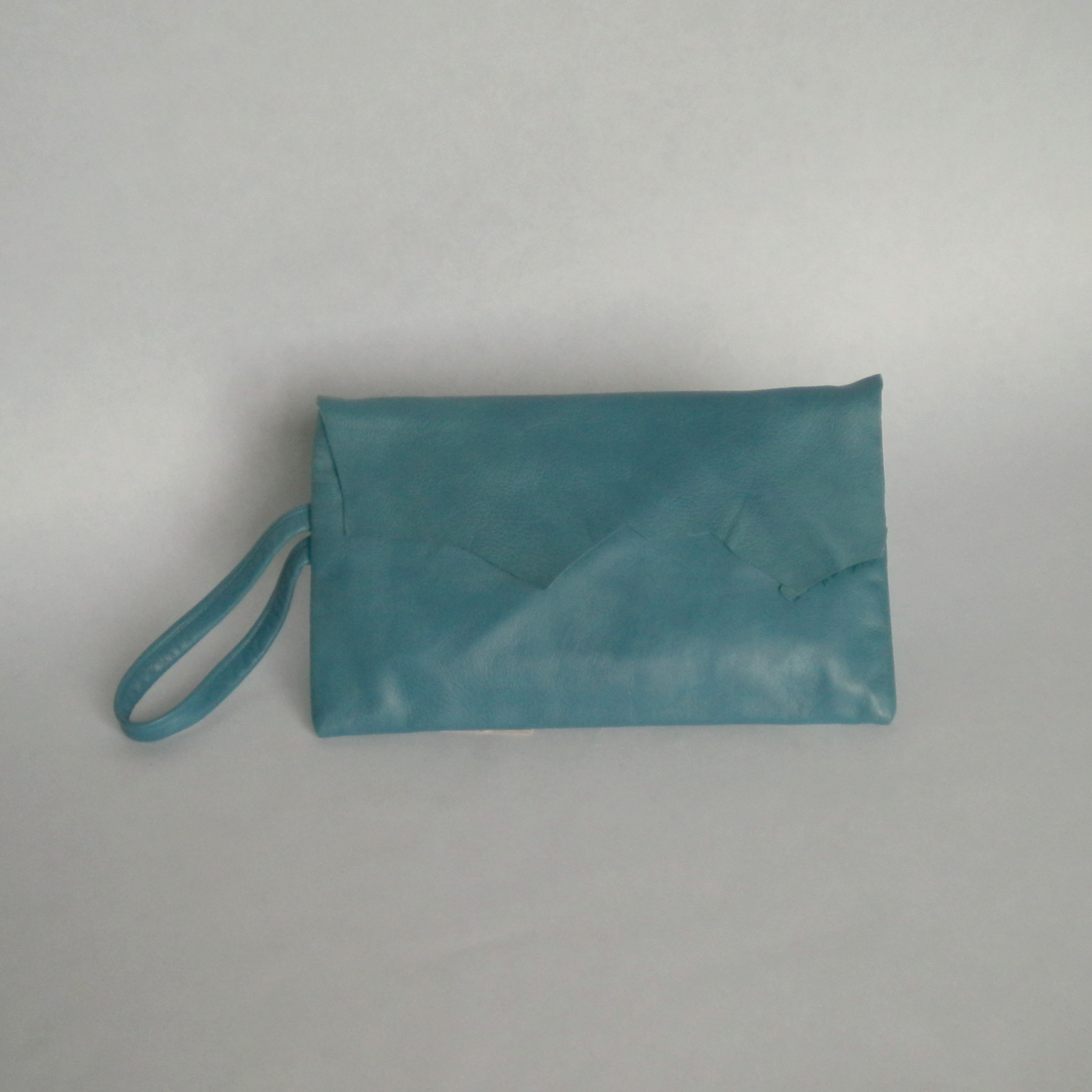  Blue leather clutch