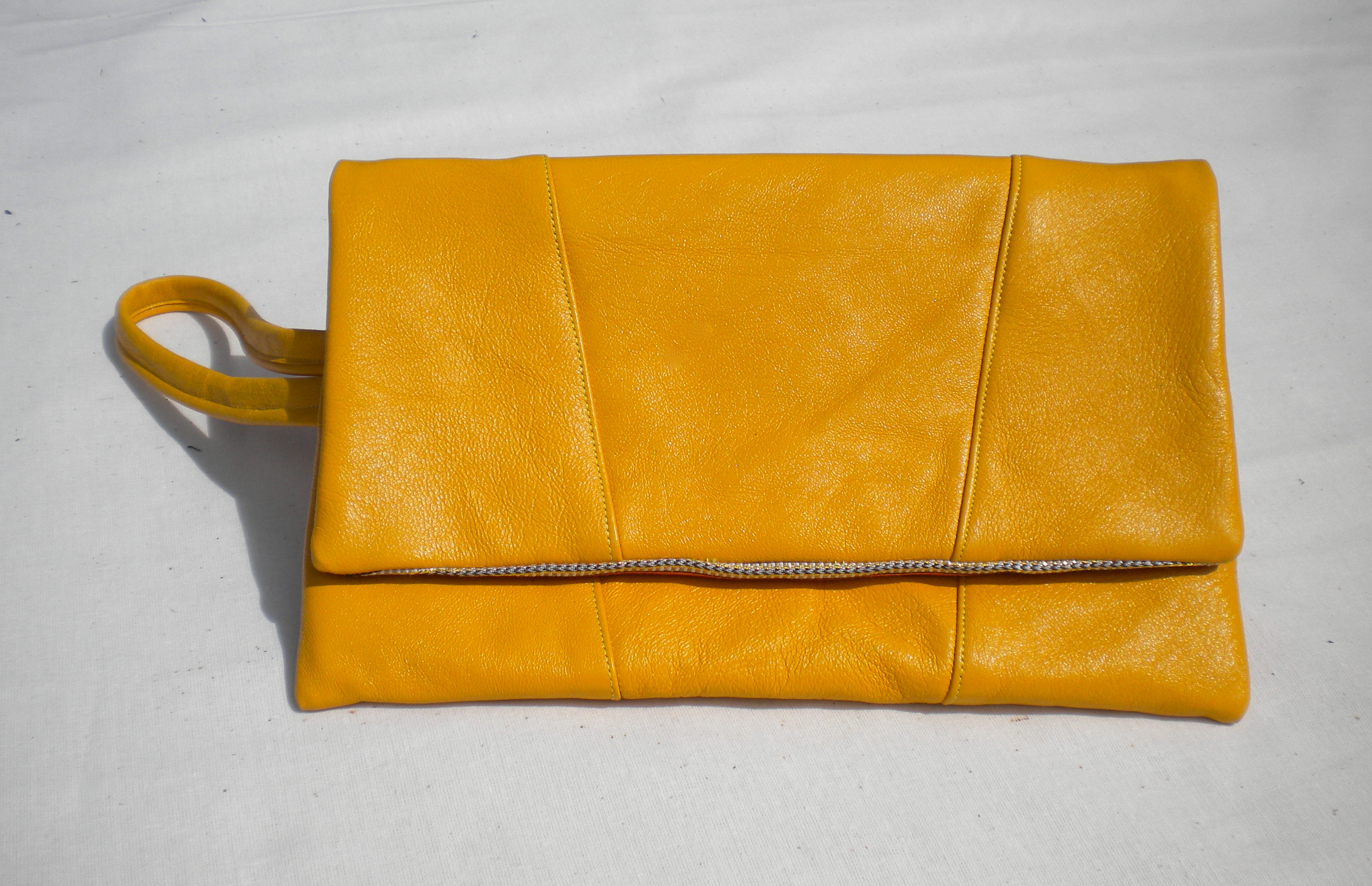  Yellow leather clutch