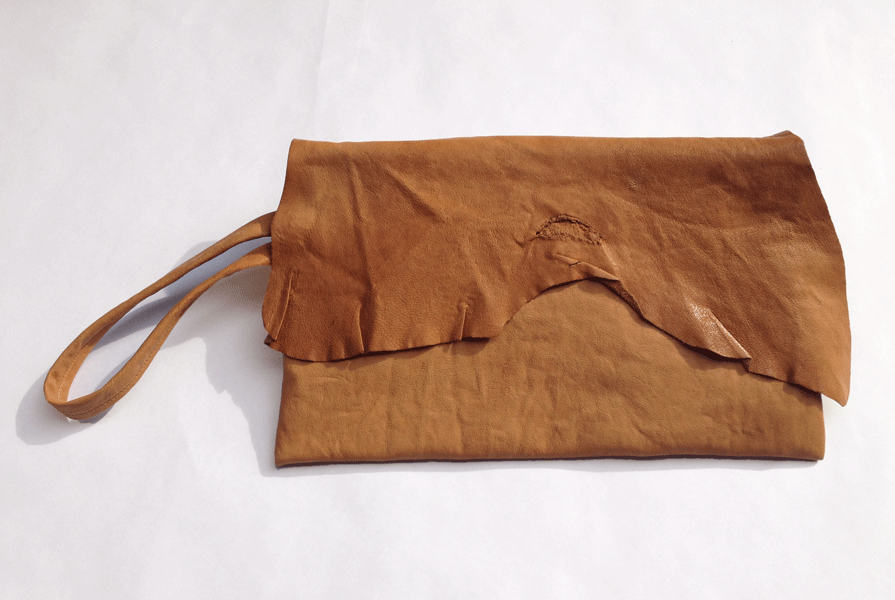  Tan leather clutch