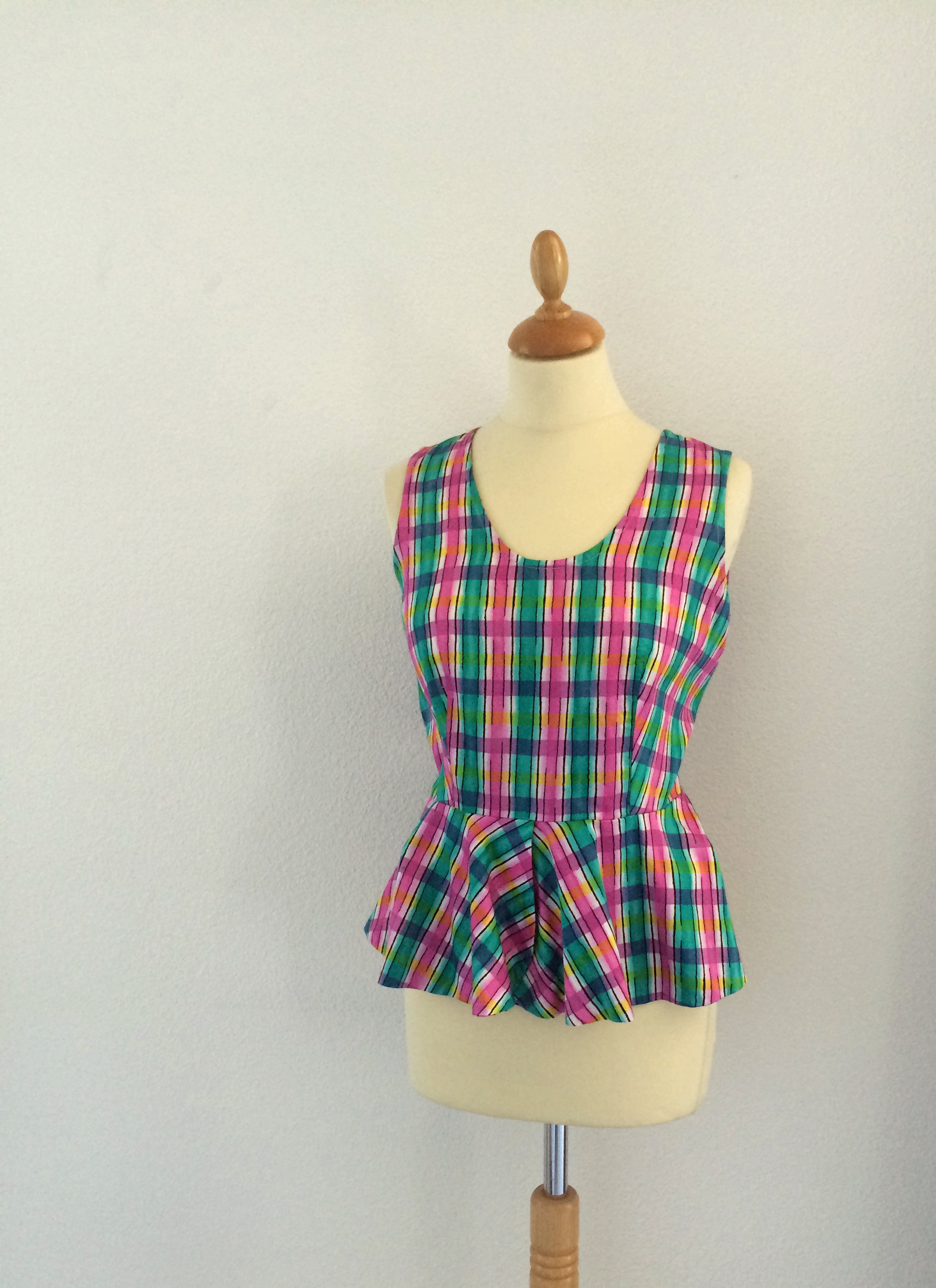  Checked peplum top 